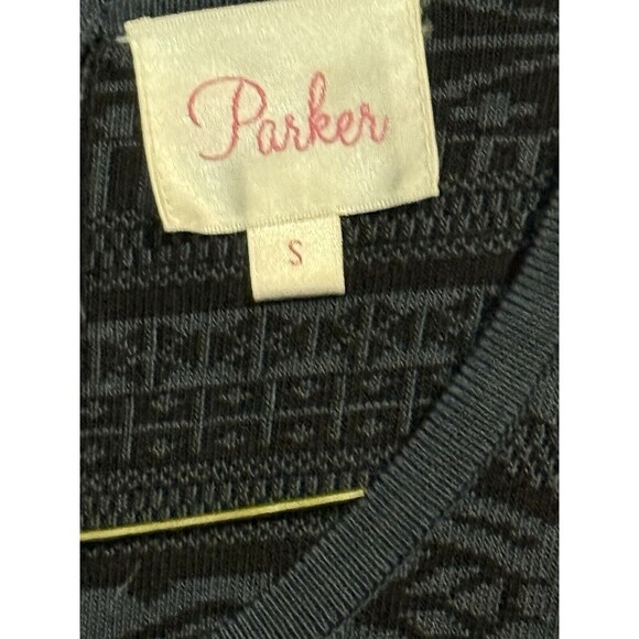 Parker Dress Sz Small Blue Black Faux Leather Katrina Eclipse Body-Con Dress - Picture 3 of 4